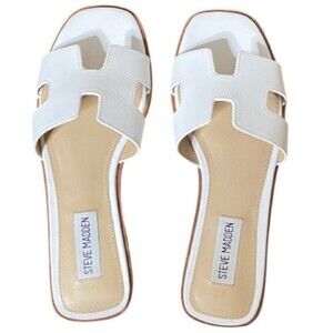 Steve Madden Womens Size 6 Hadyn Slide Slip On Sandal White Leather